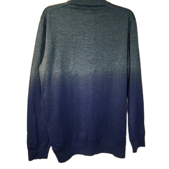 Black Label Bugatchi Sz M Merino Wool Quarter Zip Gradient Sweater Italy READ - Picture 3 of 6
